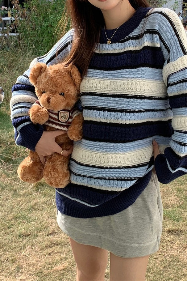 Colorblock Striped Knit Sweater