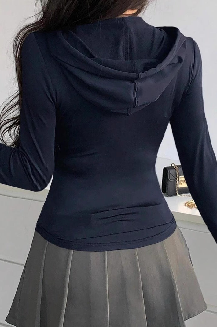 Fitted Zip-Up Cropped Hoodie