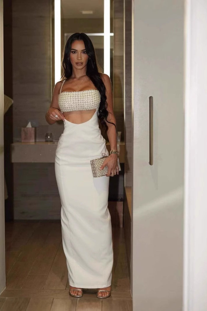 Sexy Sequin Backless Cami Bandage Long Formal Dress