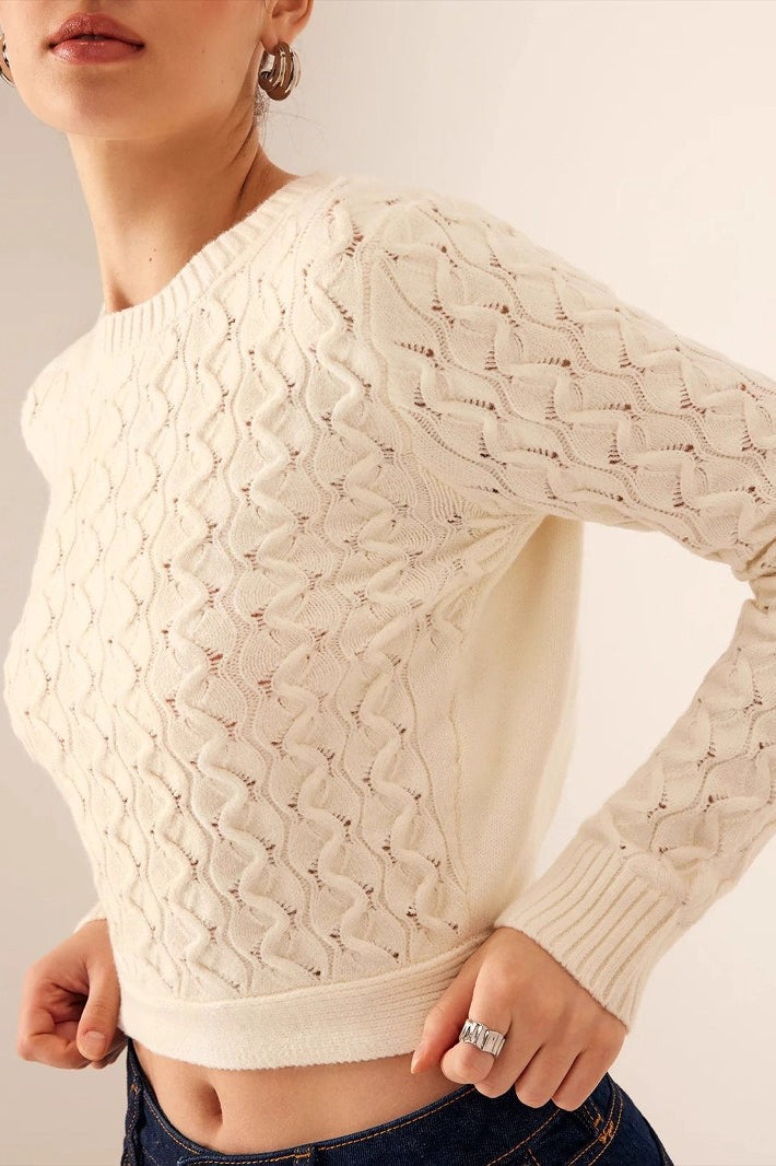 Open Back Crew Neck Knit Sweater