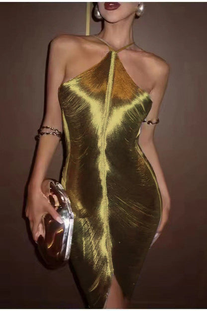 Chic Tassel Halter Backless Cocktail Dress