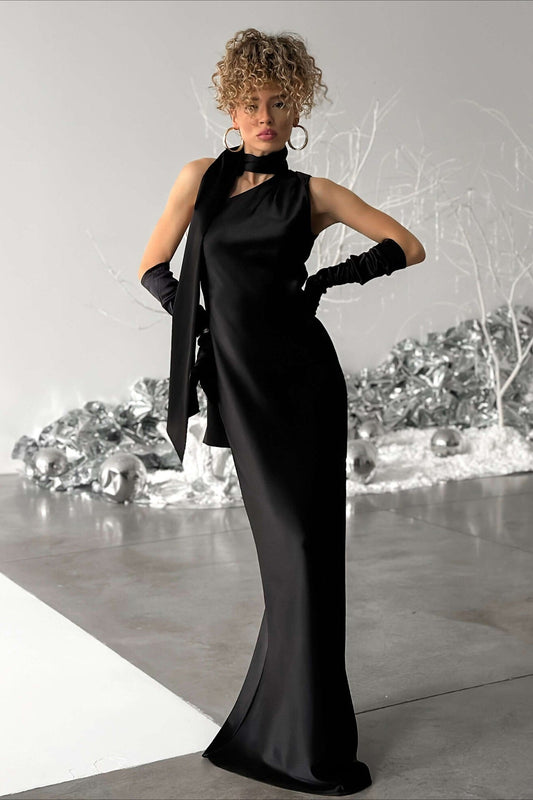 One Shoulder Fitted Silk Dress