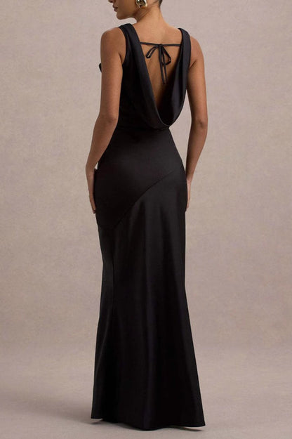 Elegant Luxury Satin Slim Bodycon Mermaid Backless Formal Dress