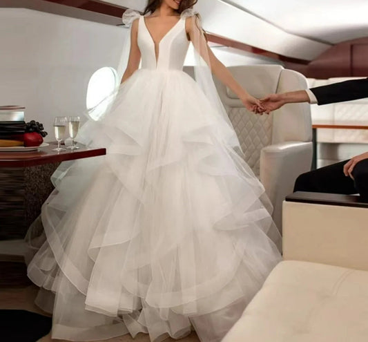 Bow Lace A-Line Prom Dress