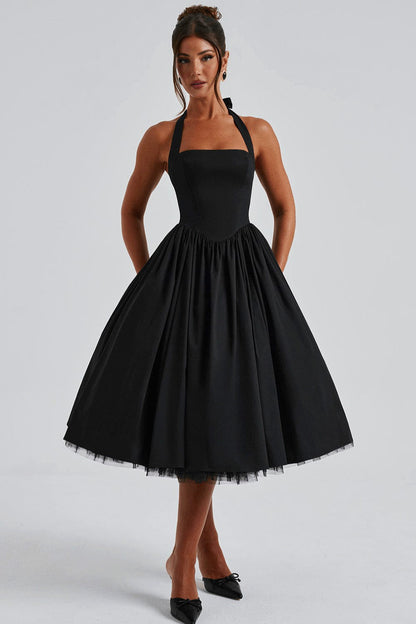 Tie-Waist Puff Party Dress