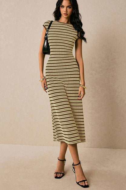 Striped Knit Bodycon Work Dress