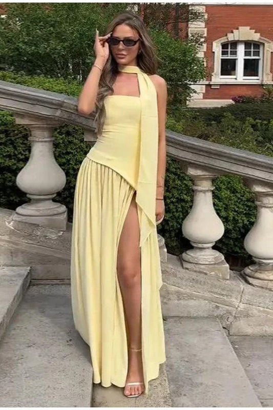 Open-Back Asymmetric Work Dress