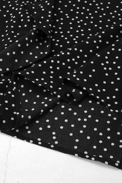 Vintage V-Neck Polka Dot Puff Sleeve A-Line Maxi Dress