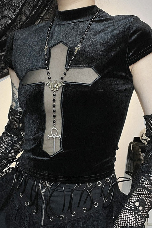 Halloween Cross Crop T-Shirt