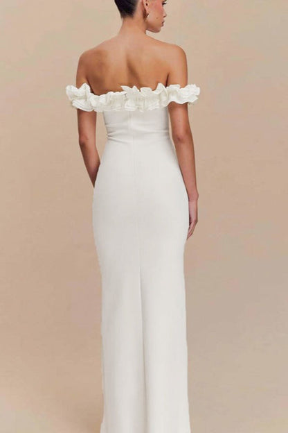 Ruffle Trim Bardot Party Dress