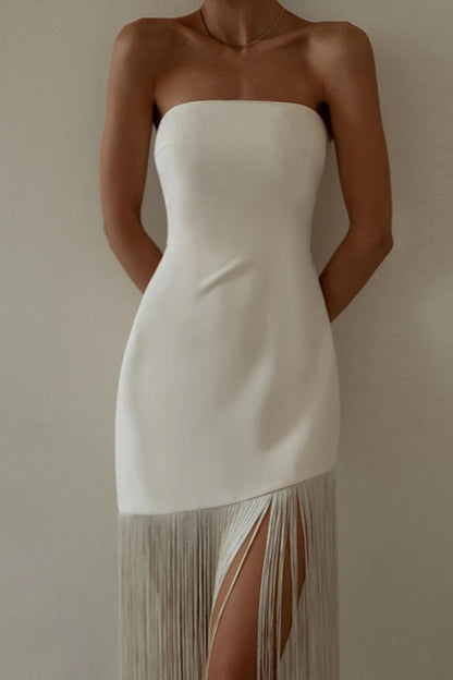 Fringe Slit Mini Party Dress
