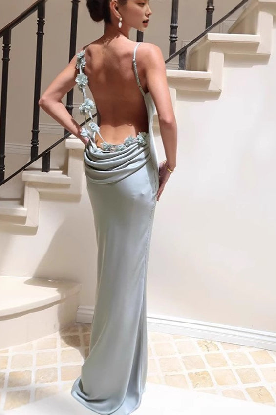 Satin Bodycon Backless Silk Dress