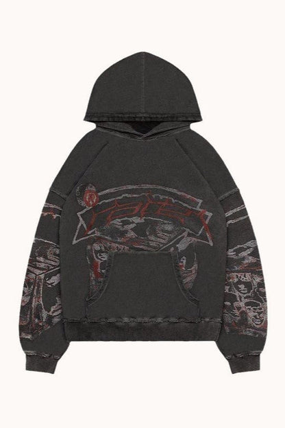 Casual Printed Pullover Hoodie
