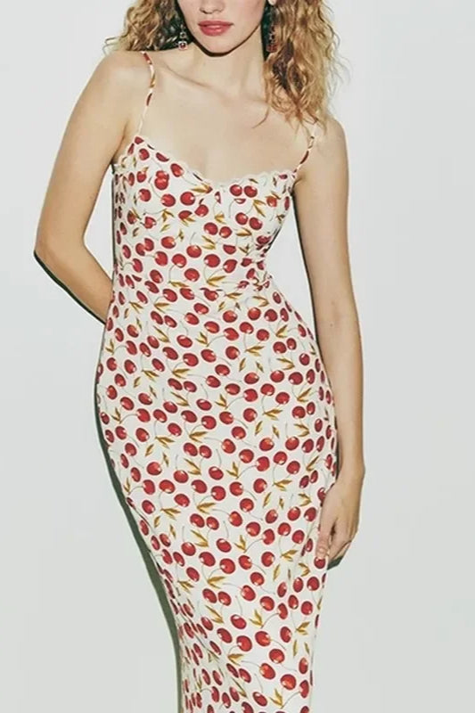 Cherry Blossom Split Maxi Floral Dress