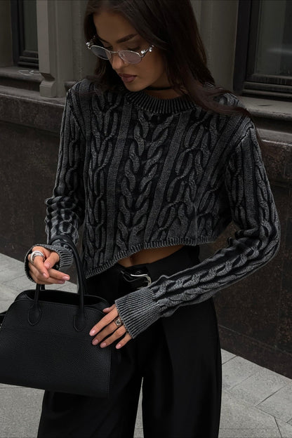 Slim Fit Cropped Knit Sweater