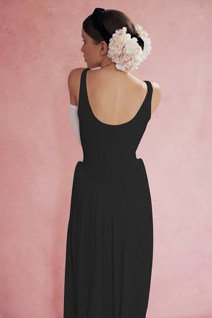High Slit Open Back Slip Dress