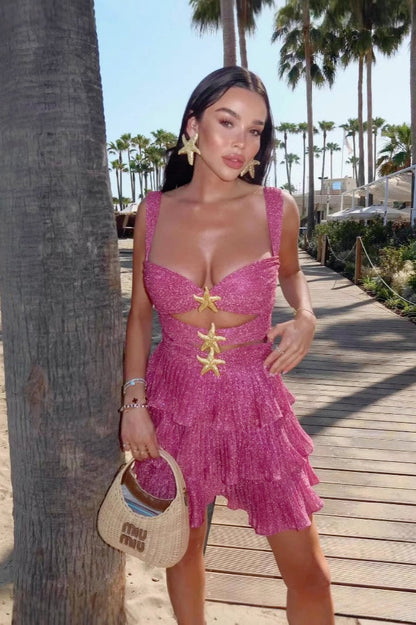 Sequin Asymmetric Mini Slip Dress