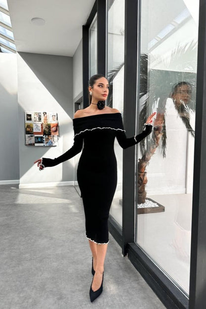 Slim-Fit One-Shoulder Ruffle Work Dress