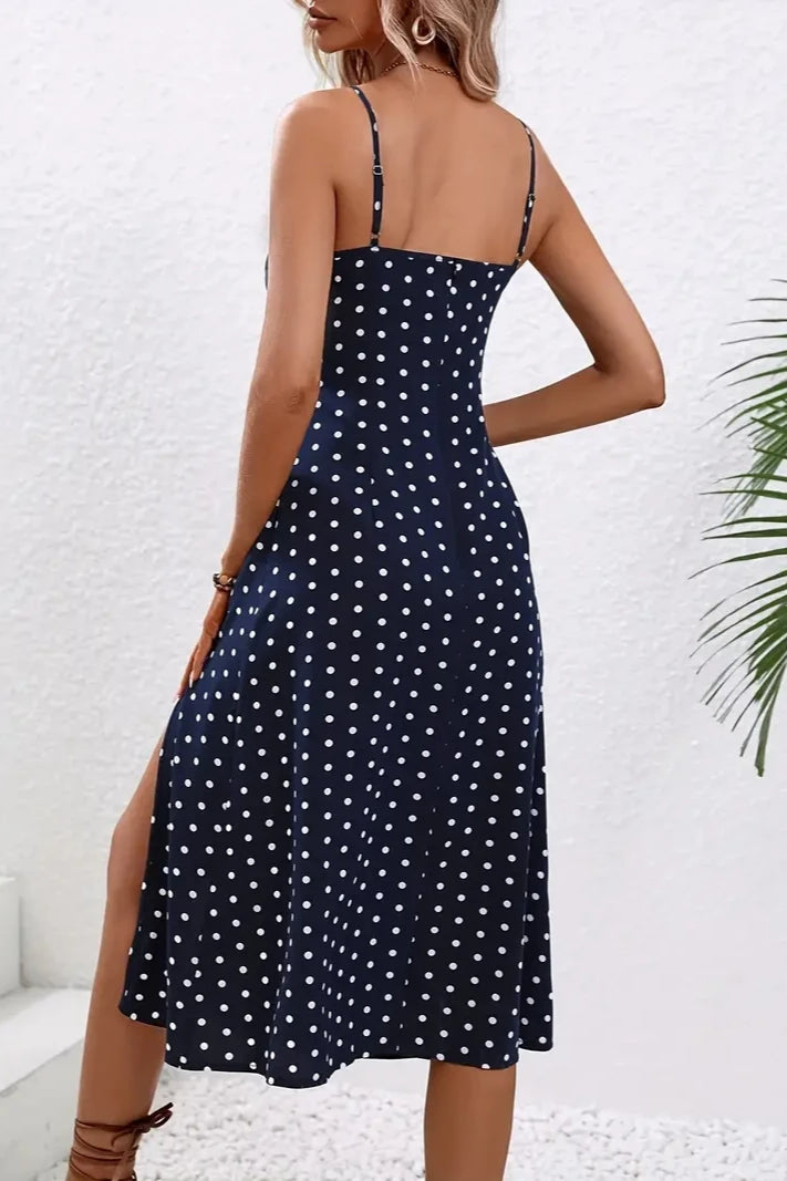 Spaghetti Strap Slit Floral Dress