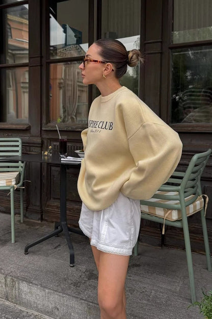 Crew Neck Letter Jacquard Sweater