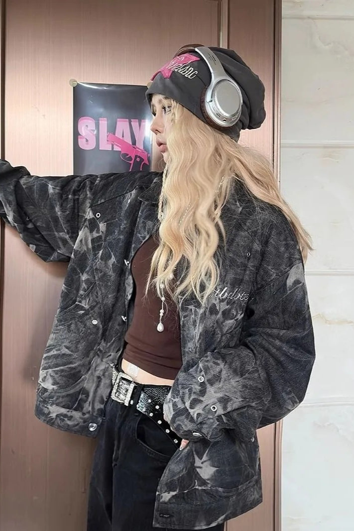 Vintage Y2K Tie-Dyed Denim Jacket