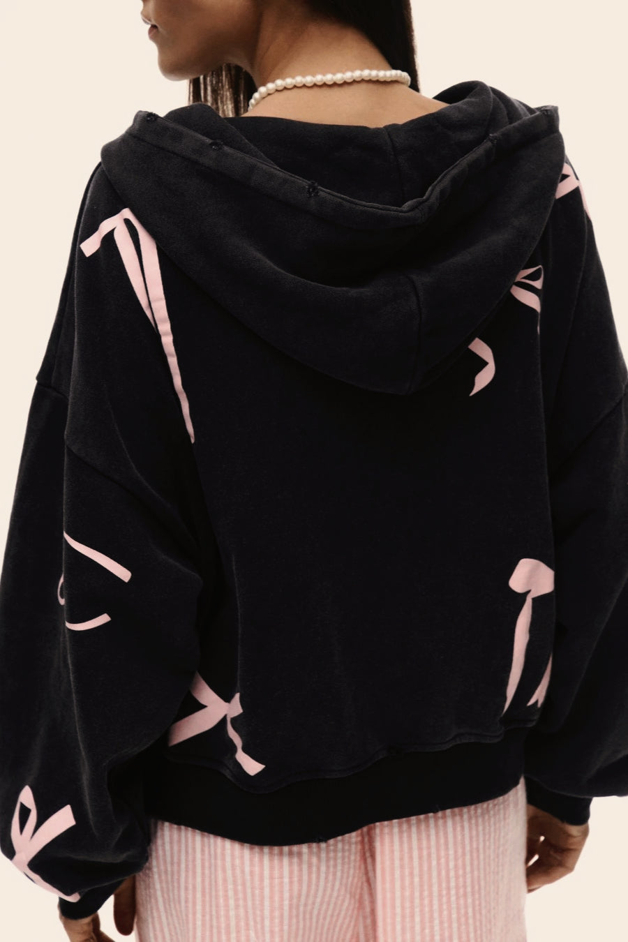 Casual Bow Print Hoodie