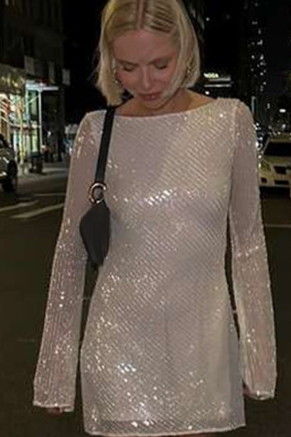 Sexy Back Ruffle Cut Out Hot Girl Sequin Dress