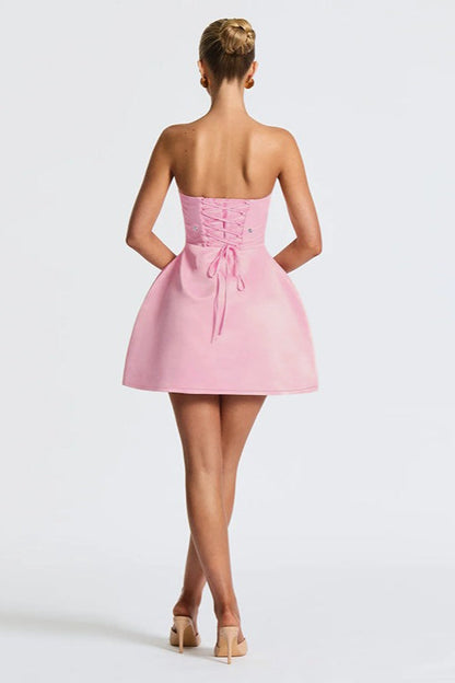 Satin Bow Low-Back Party Dress