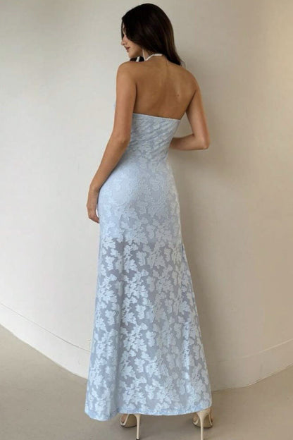 Sexy Strapless High Split Lace Dress