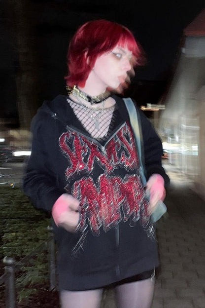 Sexy Vampire Rhinestone Hoodie