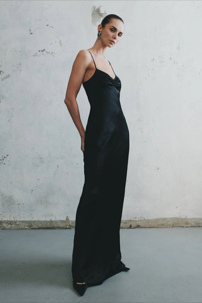 Draped Maxi Silk Dress