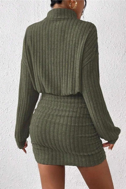 Sexy Knit Turtleneck Long Sleeve Bodycon Sweater Dress