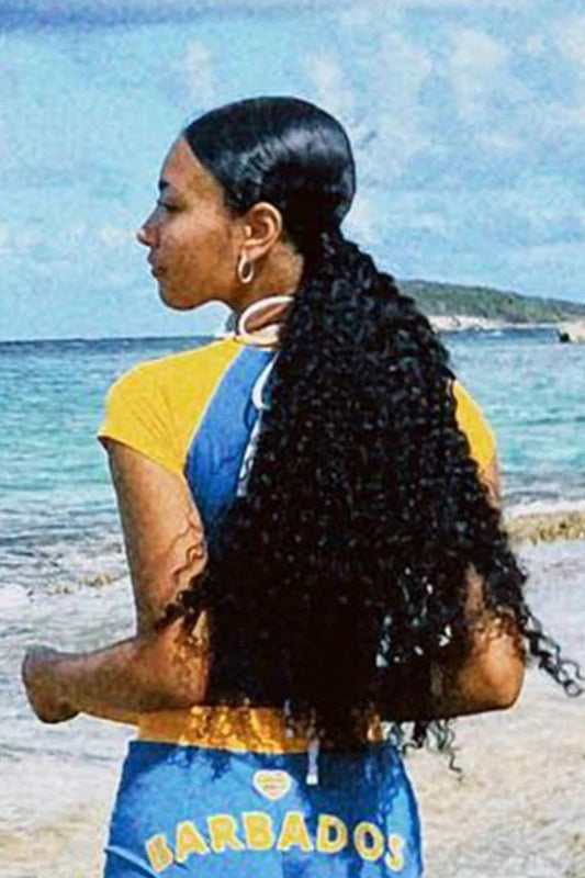 Blue Embroidered Crop Top