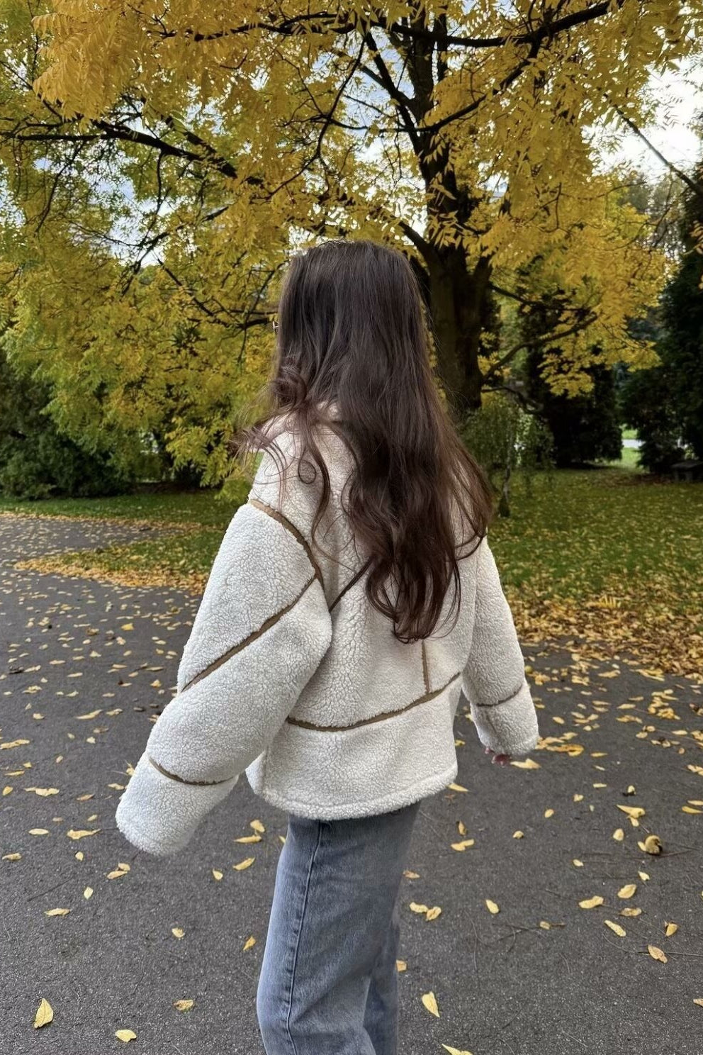 Lapel Faux Shearling Fleece Coat