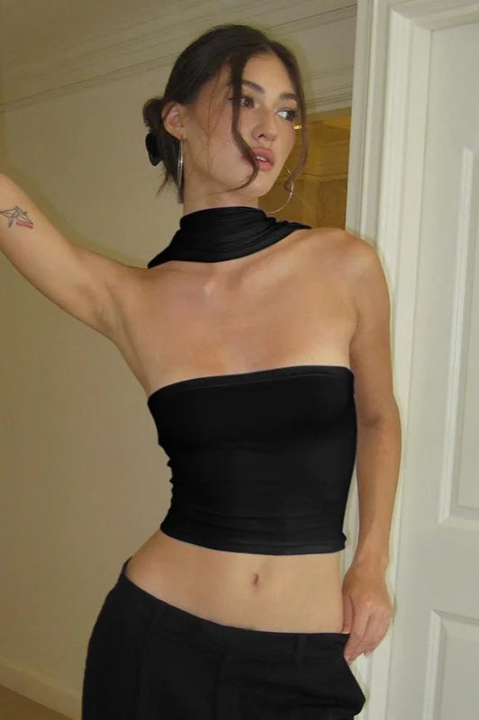 White Strapless Tube Crop Top