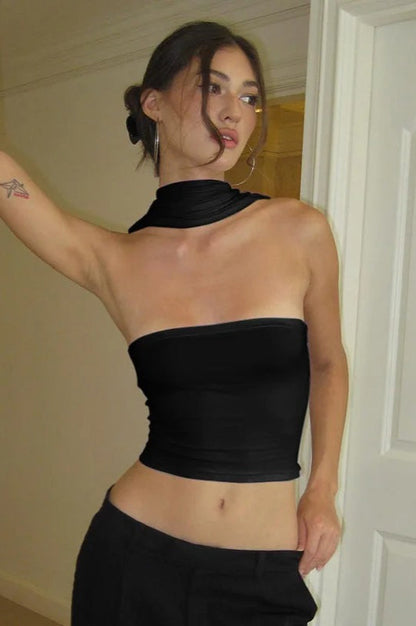 White Strapless Tube Crop Top