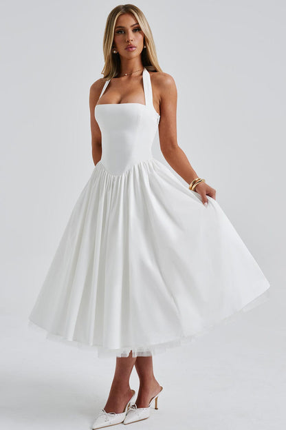 Tie-Waist Puff Party Dress