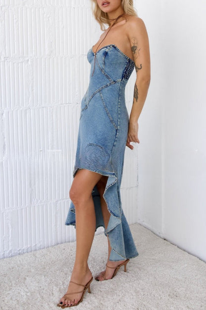 Strapless Bodycon Denim Dress