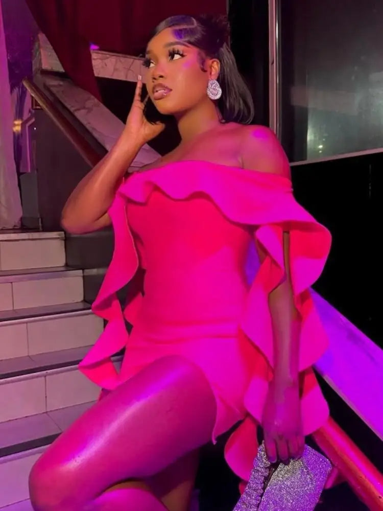 Ribbon Strapless Backless Mini Party Dress