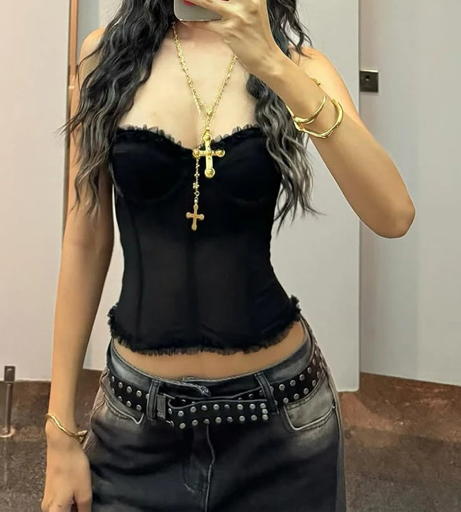 Folds Fishbone Patchwork Strapless