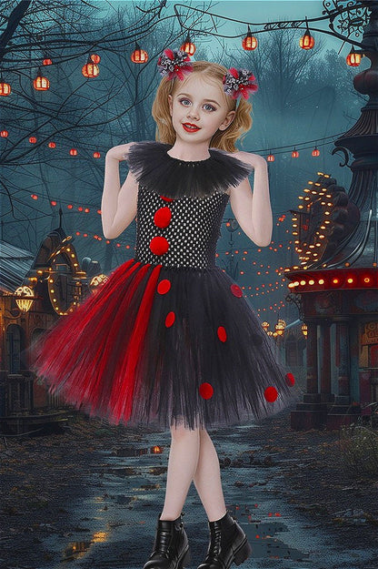 Red Clown Dress Kid Halloween Costume