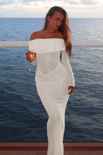 Off-Shoulder Defined Waist Party Dress