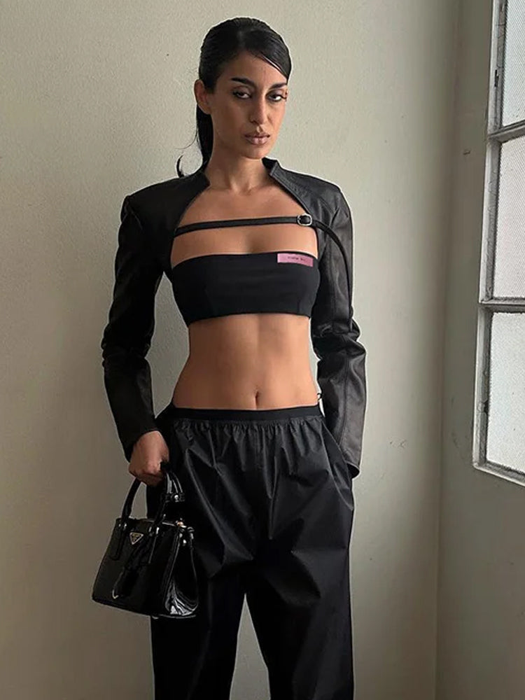 Extra Short Buckle Crop Jacket