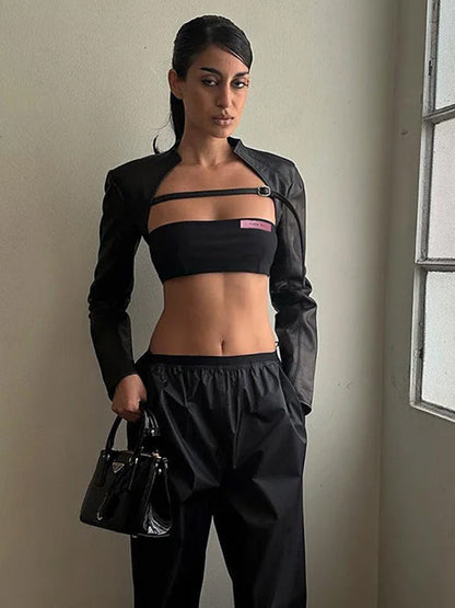 Extra Short Buckle Crop Jacket