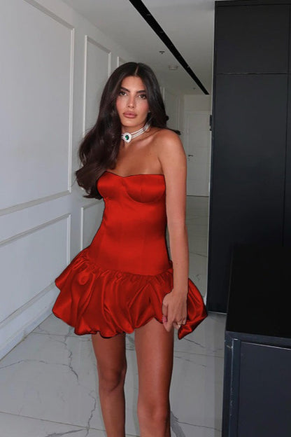 Sexy Chic Ruched Strapless A line Cocktail Dress