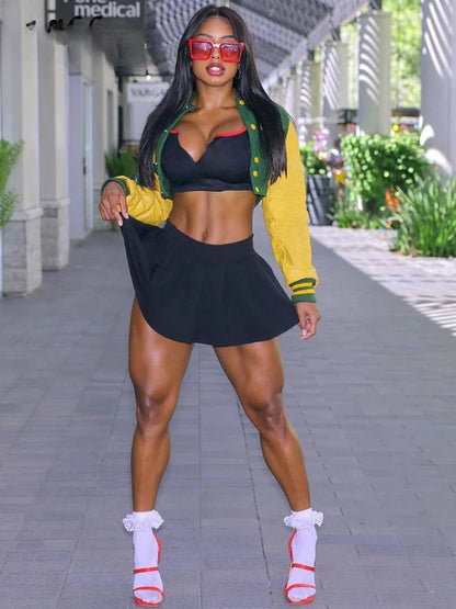 Hipster PU Patchwork Varsity Jacket