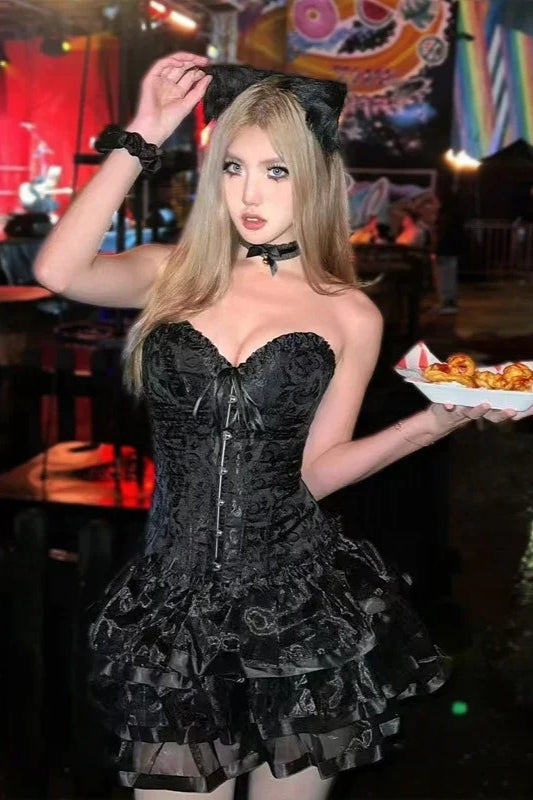 Gothic Kitty Corset Halloween Costume