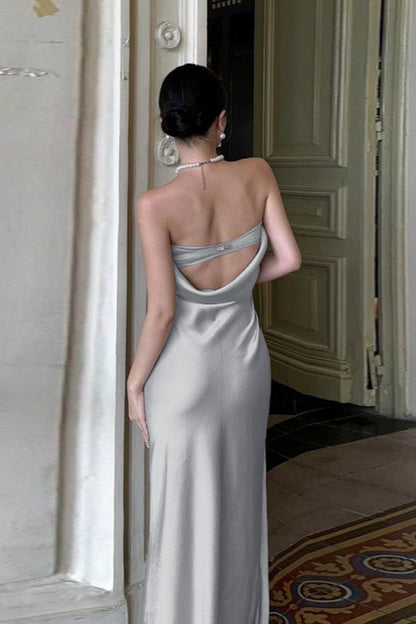 Elegant Backless Silk Dress
