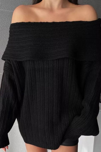 Bardot Neck Long Sleeve Sweater