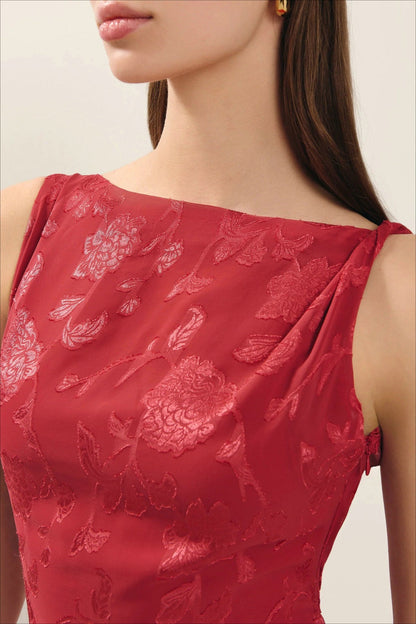 Irregular Hem Red Backless Lace Dress